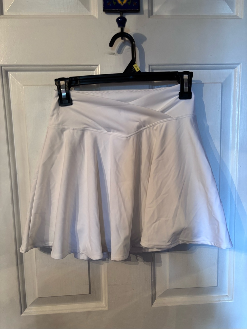 White Tennis Skort with Crossover Waistband